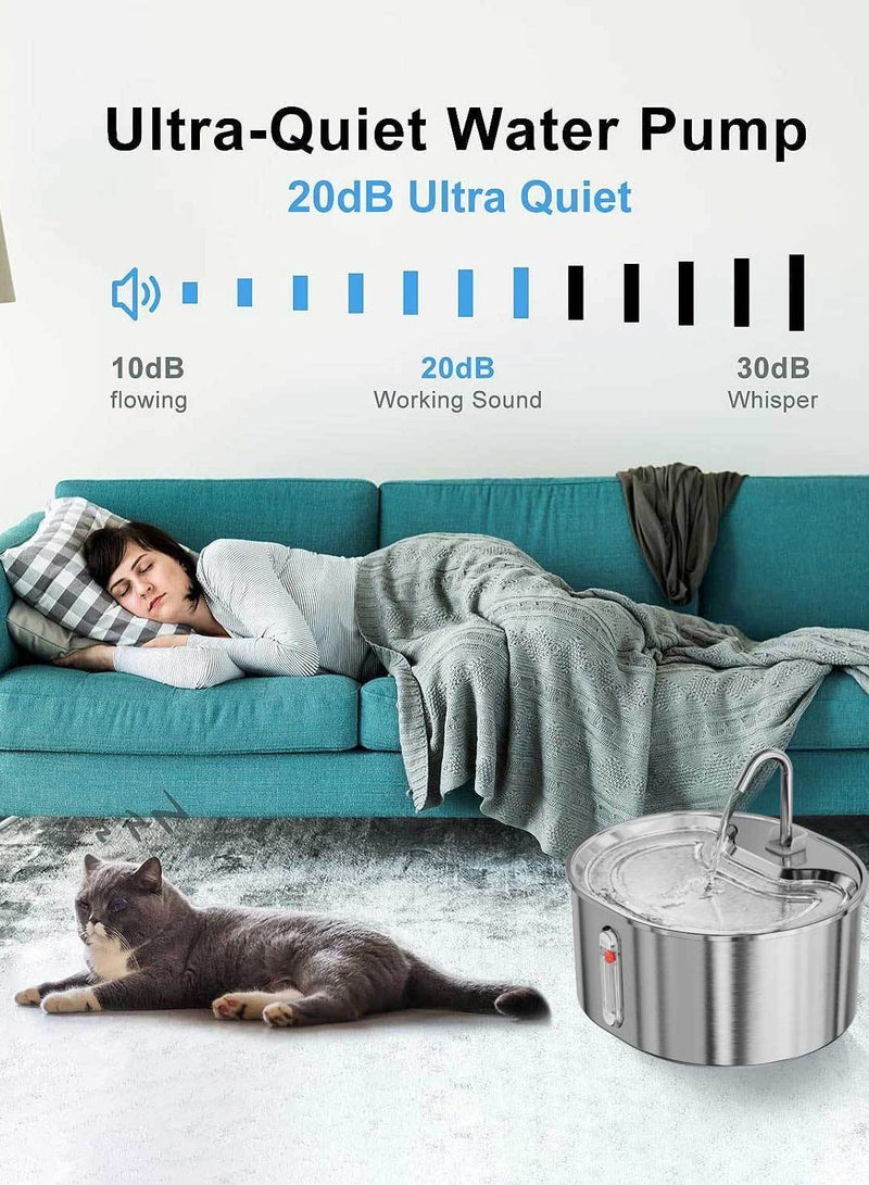 كيدل موزع مياه للحيوانات الأليفة بسعة كبيرة 3.2 لتر مصنوع من الفولاذ المقاوم للصدأ 304 ومغذي مياه للقطط والكلاب 23.9*20.9*10.5 سم - Image 4