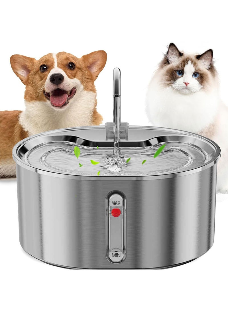 كيدل موزع مياه للحيوانات الأليفة بسعة كبيرة 3.2 لتر مصنوع من الفولاذ المقاوم للصدأ 304 ومغذي مياه للقطط والكلاب 23.9*20.9*10.5 سم - Image 1