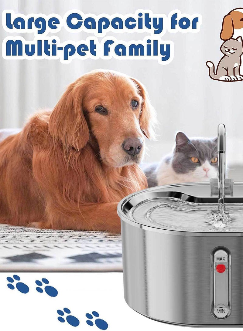 كيدل موزع مياه للحيوانات الأليفة بسعة كبيرة 3.2 لتر مصنوع من الفولاذ المقاوم للصدأ 304 ومغذي مياه للقطط والكلاب 23.9*20.9*10.5 سم - Image 2