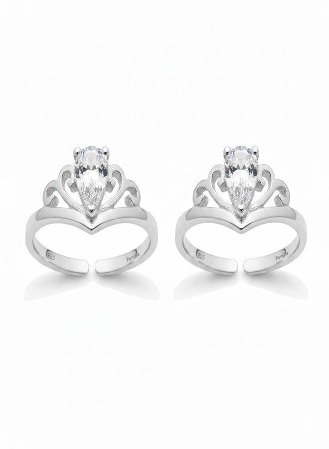 Parnika (Formerly MJ 925 Exotic CZ Silver Toe Rings (Leg Finger Rings) in Pure 92.5 Sterling Silver for Women | Chandi Bichiya | With Certificate of Authenticity 360 - Image 5