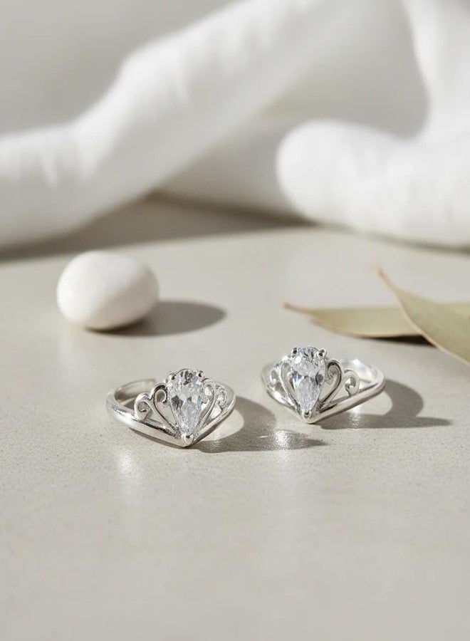 Parnika (Formerly MJ 925 Exotic CZ Silver Toe Rings (Leg Finger Rings) in Pure 92.5 Sterling Silver for Women | Chandi Bichiya | With Certificate of Authenticity 360 - Image 3