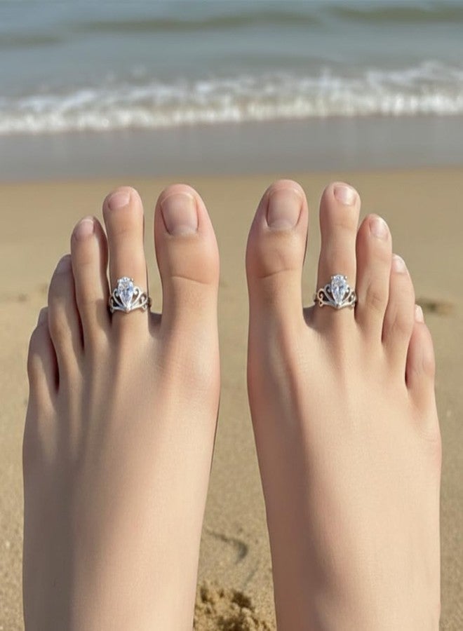Parnika (Formerly MJ 925 Exotic CZ Silver Toe Rings (Leg Finger Rings) in Pure 92.5 Sterling Silver for Women | Chandi Bichiya | With Certificate of Authenticity 360 - Image 2