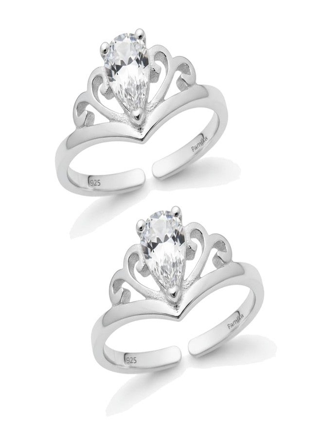 Parnika (Formerly MJ 925 Exotic CZ Silver Toe Rings (Leg Finger Rings) in Pure 92.5 Sterling Silver for Women | Chandi Bichiya | With Certificate of Authenticity 360 - Image 1
