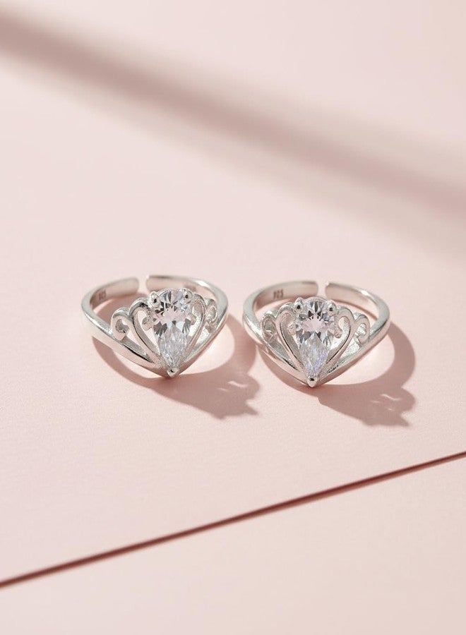 Parnika (Formerly MJ 925 Exotic CZ Silver Toe Rings (Leg Finger Rings) in Pure 92.5 Sterling Silver for Women | Chandi Bichiya | With Certificate of Authenticity 360 - Image 4