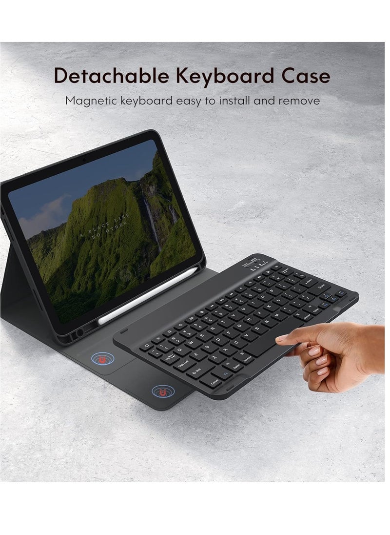 Keyboard Case for iPad 10th Generation 10.9 inch 2022 Detachable Bluetooth Keyboard Stand Folio Keyboard Cover with Pencil Holder Rechargeable Keyboard for New iPad 10th Generation 2022 Black  - Image 3
