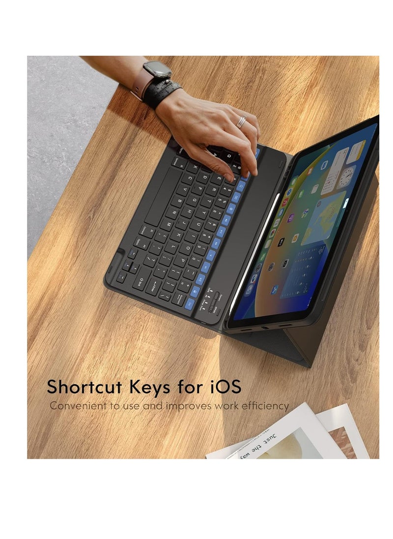 Keyboard Case for iPad 10th Generation 10.9 inch 2022 Detachable Bluetooth Keyboard Stand Folio Keyboard Cover with Pencil Holder Rechargeable Keyboard for New iPad 10th Generation 2022 Black  - Image 2
