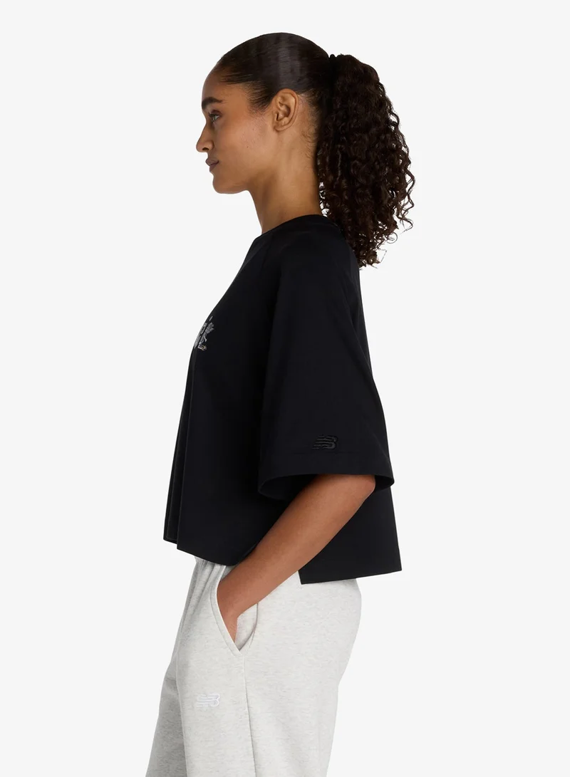 New Balance BLACK (BK) Ghica Wordmark Logo T-Shirt for Women | Best Price UAE