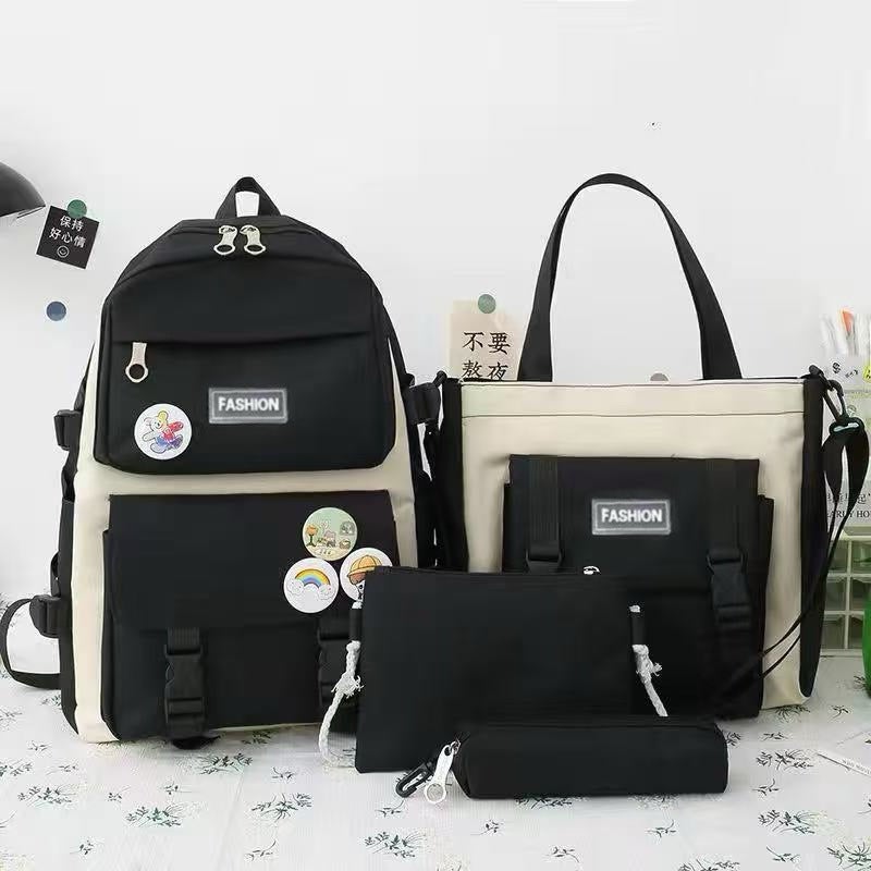 New Style School Bag Set For Women, Korean Version, Primary School Students, Junior High School Students, High School Students, Large Capacity, Small Fresh And Fashionable Backpack - Image 1