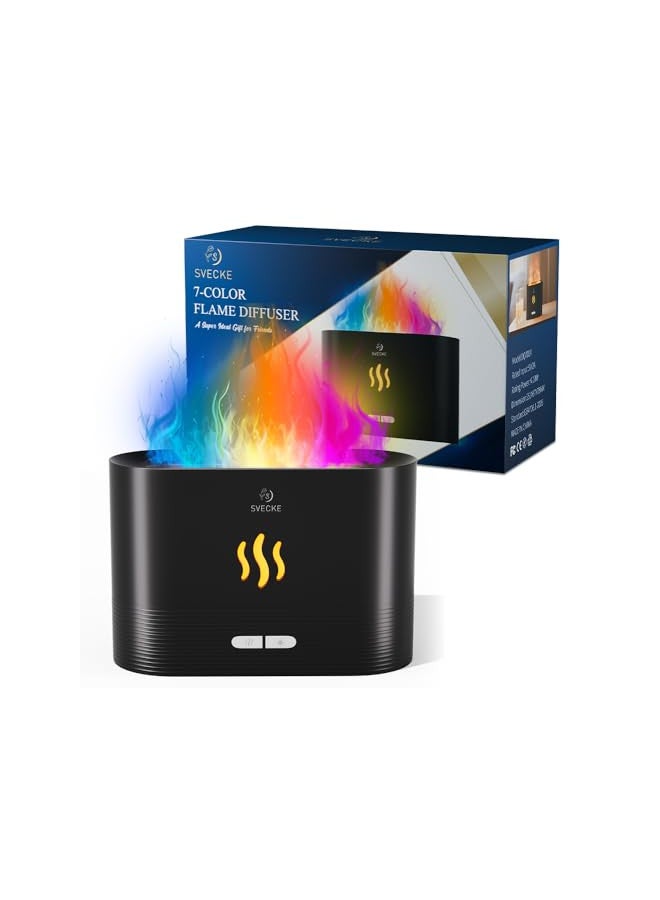 SVECKE SVECKE Colorful Flame Aroma Diffuser, Flame Diffuser Humidifier with 7 Changing Colors, 180ml Aromatherapy Diffuser with Waterless Auto-Off Protection for Spa Home Yoga Office Bedroom - Image 1