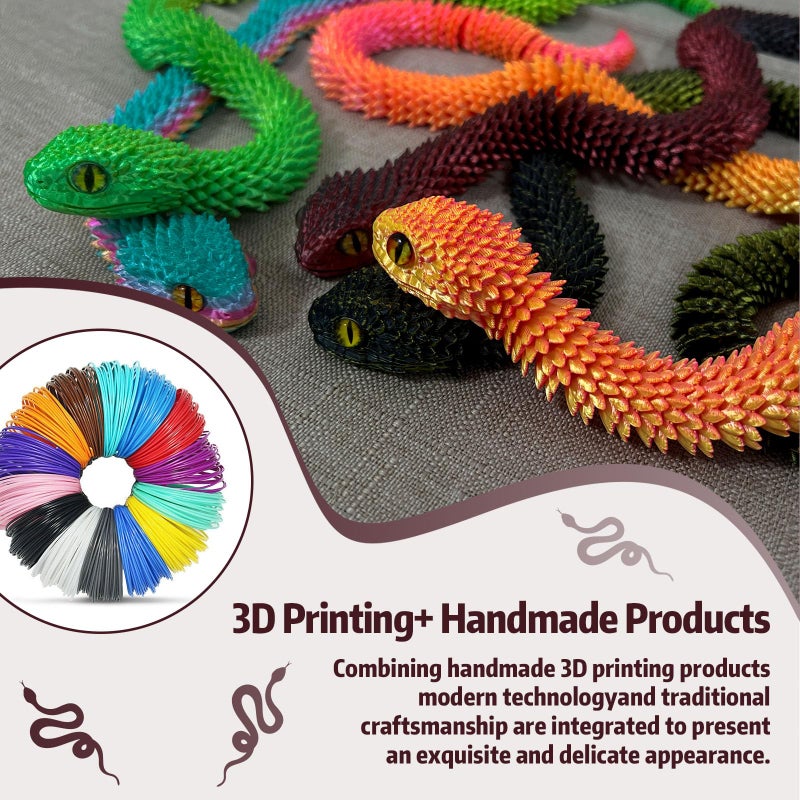 Binvin 3D Printed Animals-Snake Viper,3D Printed Snake Toys Articulated Snake 3D Printed Animals Animal Model Ornaments Creative Funny Toy Festival Gift for Frends (Black, 24Inch) - Image 5