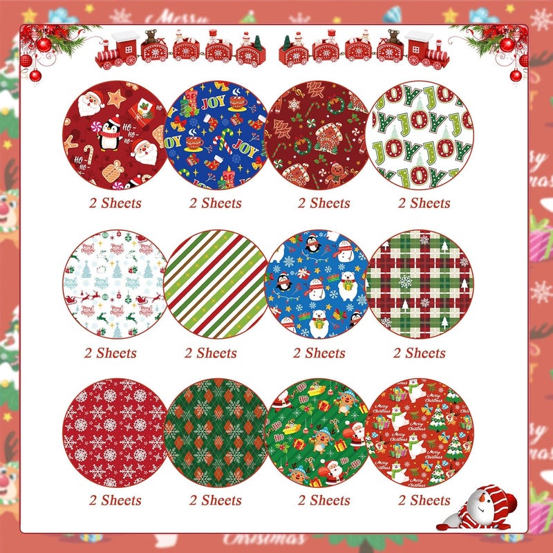 Konsait 24 Sheets Christmas Scrapbook Paper 12x12 Double Sided Christmas Pattern Paper Sheets Xmas Decorative Papers Xmas Cardstock Pad Craft Papers for Card Making Scrapbook Supplies - Image 2