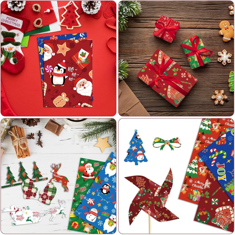 Konsait 24 Sheets Christmas Scrapbook Paper 12x12 Double Sided Christmas Pattern Paper Sheets Xmas Decorative Papers Xmas Cardstock Pad Craft Papers for Card Making Scrapbook Supplies - Image 5