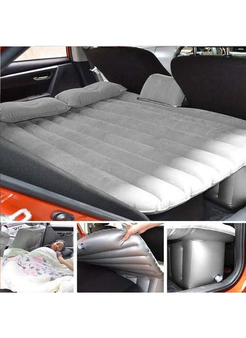 MBUYS MALL Mbuys Mall Inflatable Car Bed Mattress with Two Air Pillows Car Air Pump and Repair Kit Silver  - Image 1