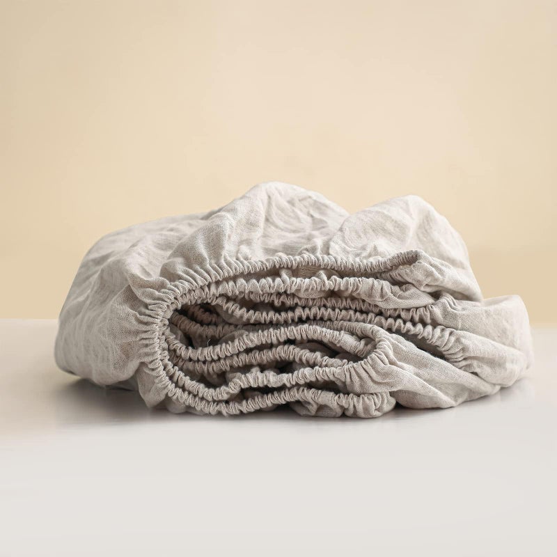 King Linens كينغ بياضات 100 ٪ من الكتان المجهز بلون صلب مغسول - (قطعة واحدة) - Image 1