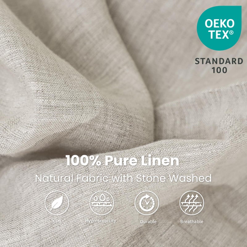 King Linens كينغ بياضات 100 ٪ من الكتان المجهز بلون صلب مغسول - (قطعة واحدة) - Image 2