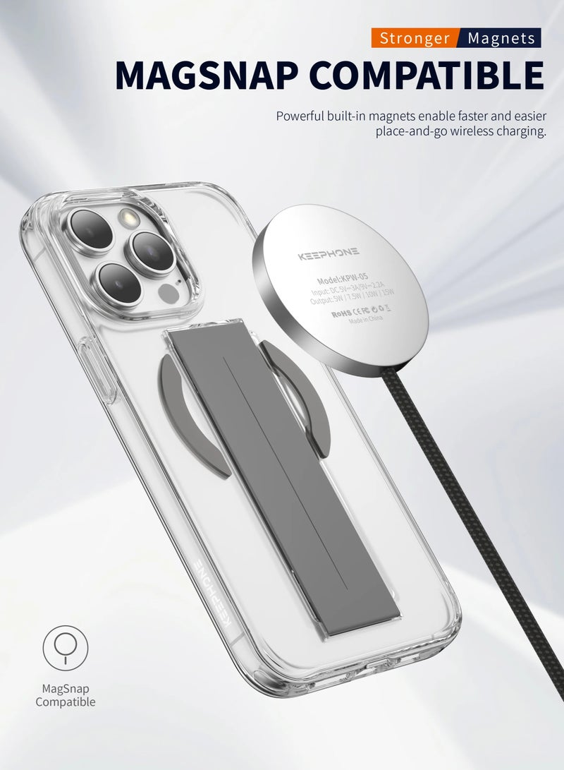 جراب MagSafe Grip لهاتف iPhone 16 Pro Max - حماية من السقوط من ارتفاع 13 قدمًا، ظهر شفاف كريستالي مضاد للاصفرار، تثبيت آمن بيد واحدة FlexGrip™، متوافق مع الشحن اللاسلكي MagClick™، مقاوم للصدمات ومقاوم للخدش - Image 5