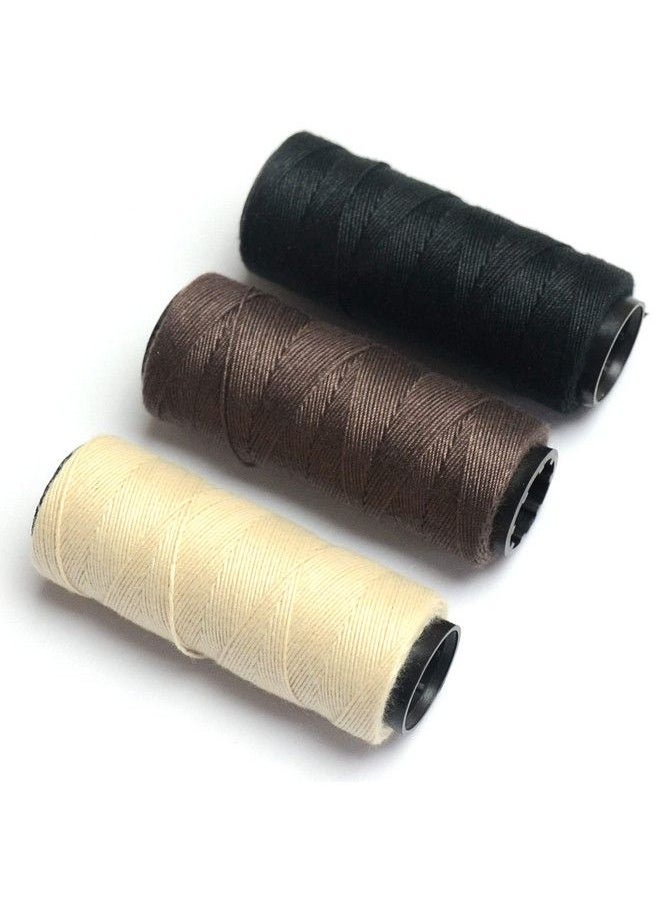 BLUPLE - Professional Weaving Threads 3 Rolls For Making Wig Hand Sewing Hair Weft Hair Weave Extension Diy (Blackbeigebrown) - Image 1