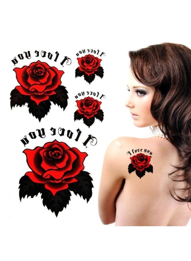Tattoo Stickers Shape Flower Red - Image 1