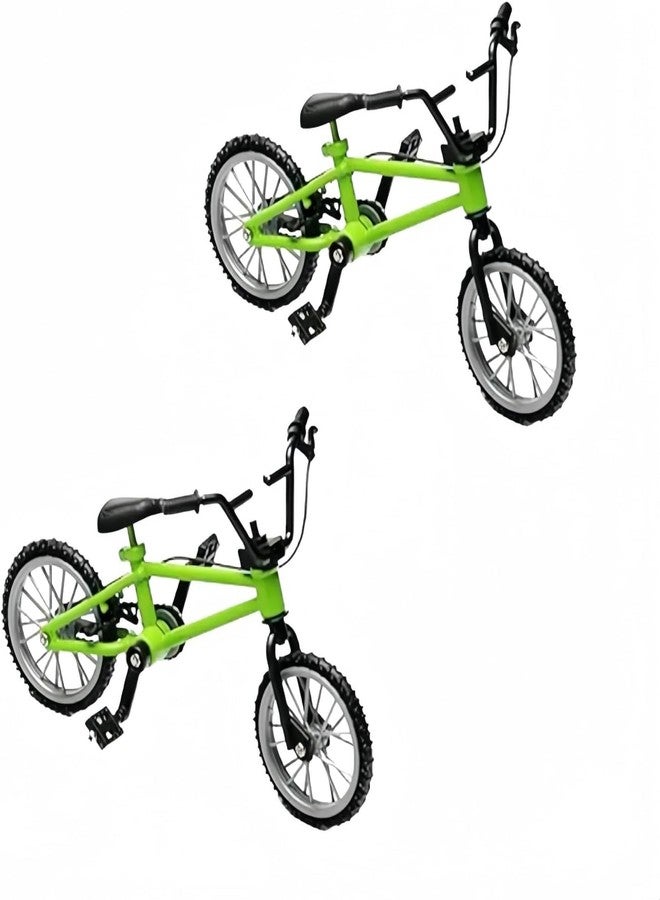 Pxiryanlow 2Pcs 1/18 Scale Mini Diecast Mountain Bike, Finger Bicycle Model, Desktop Decor Art Craft (Green) - Image 1