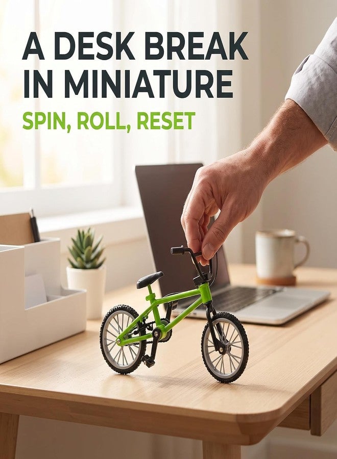 Pxiryanlow 2Pcs 1/18 Scale Mini Diecast Mountain Bike, Finger Bicycle Model, Desktop Decor Art Craft (Green) - Image 5