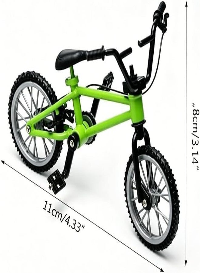 Pxiryanlow 2Pcs 1/18 Scale Mini Diecast Mountain Bike, Finger Bicycle Model, Desktop Decor Art Craft (Green) - Image 2
