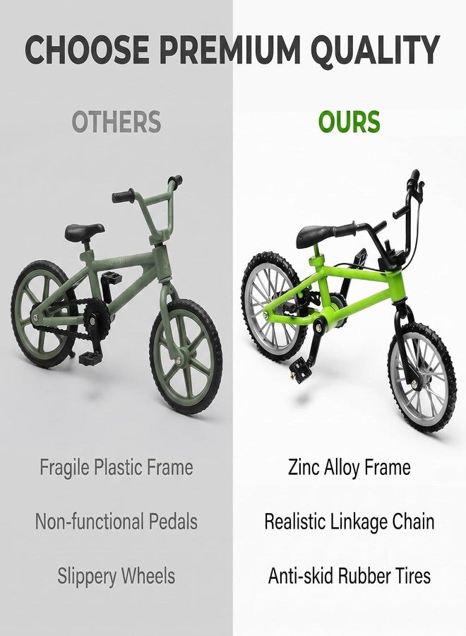 Pxiryanlow 2Pcs 1/18 Scale Mini Diecast Mountain Bike, Finger Bicycle Model, Desktop Decor Art Craft (Green) - Image 3