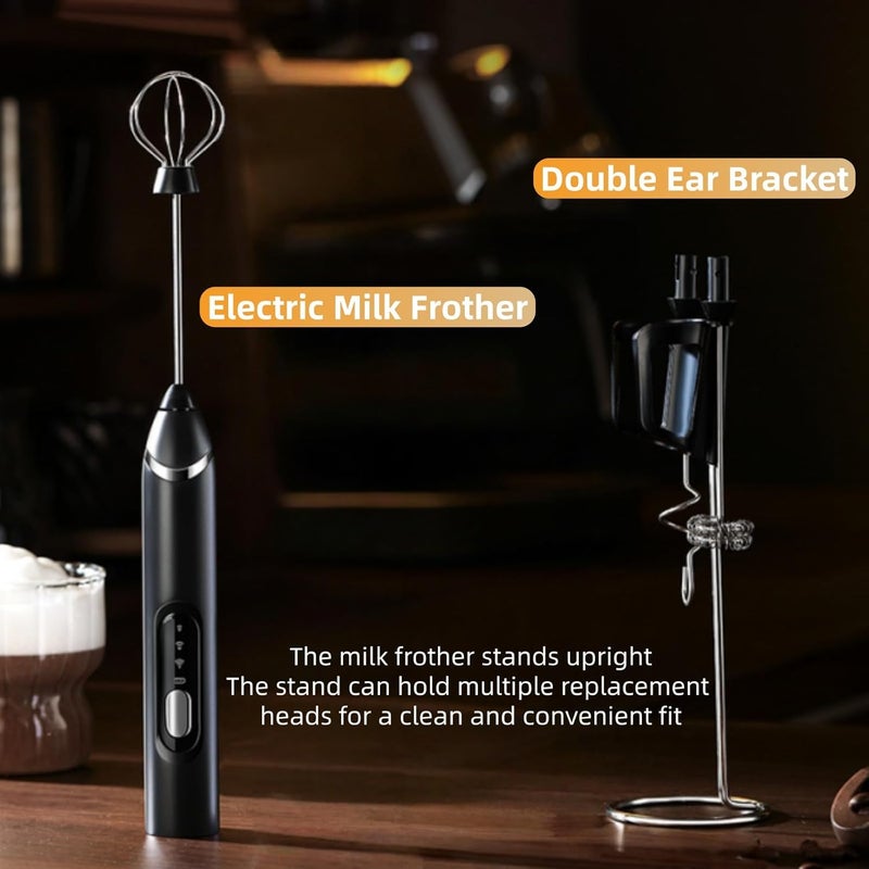 Lullaxx Milk Frother Handheld, Electric Frothers,Coffee Milk Frother, Dough Mixer, Foam Maker, Suitable for Coffee, Milk, Whipping Eggs, Kneading Dough(with stand, black, rechargeable) - Image 2
