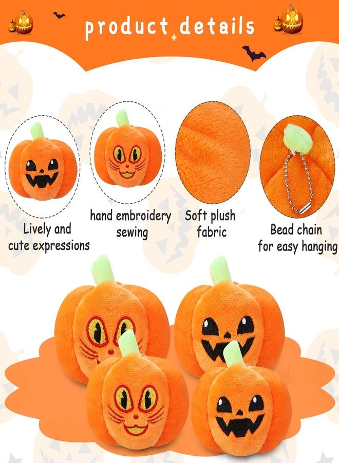 Aoriher 4 Pcs Halloween Pumpkin Plush Toy Pumpkin Plush Pillow Stuffed Plushie for Boys Girls with 2 Expressions Party Decor Gifts, 3.5 and 6 Inches(Orange) - Image 4