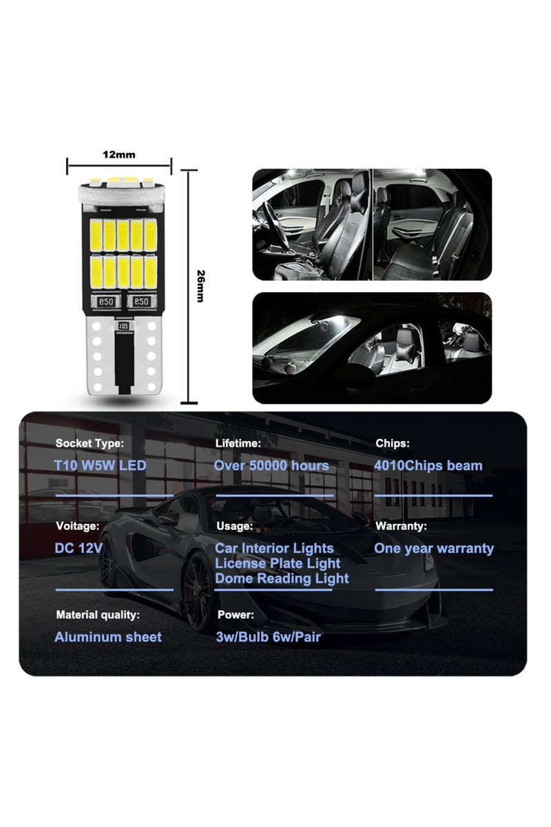 إيروريكس 10 قطع بيضاء، 2/10 قطع، مصابيح LED T10 W5W 194 501 LED Canbus بدون أخطاء، إضاءة داخلية للسيارة T10 26 SMD 4014 رقاقة - Image 4