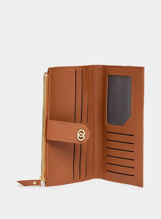 Styli Stitch Push Lock Long Wallet