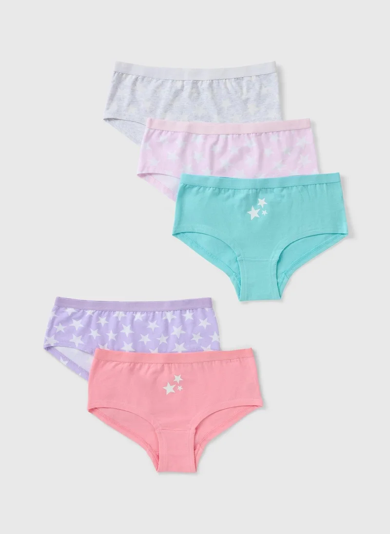 ماتلان 5 Pack Girls Multicolour Star Hipsters
