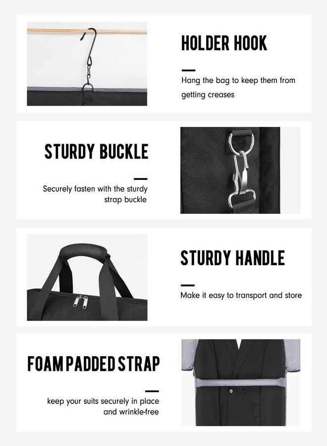 MATEIN Garment Bags for Travel, Large Double Layer Suit Bag Up to 6 Suits with Shoulder Strap, Foldable Carry On Garment Luggage for Hanging Clothes, Convertible Business Suitcase for Men Women, Black - Image 4