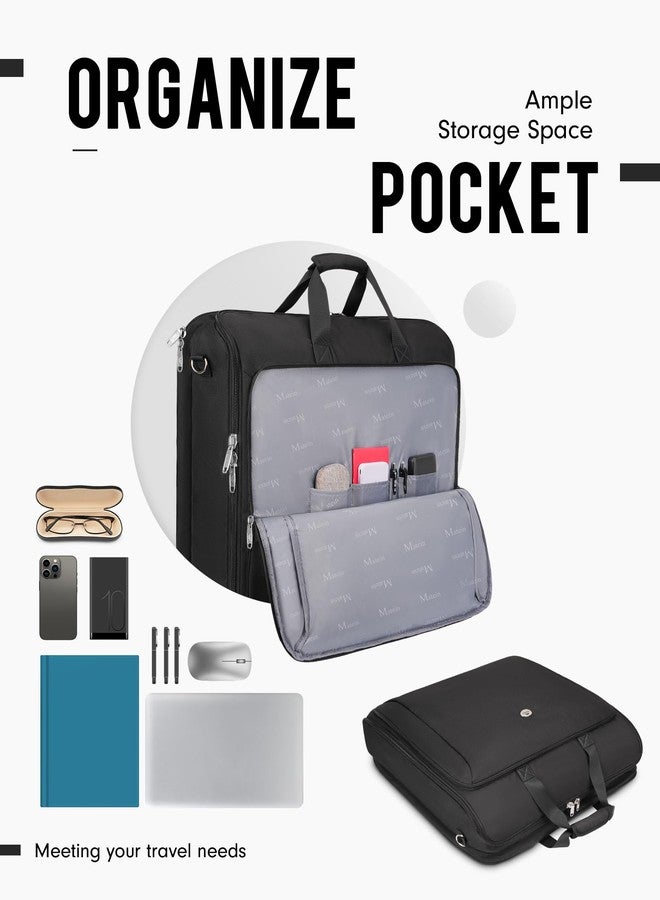 MATEIN Garment Bags for Travel, Large Double Layer Suit Bag Up to 6 Suits with Shoulder Strap, Foldable Carry On Garment Luggage for Hanging Clothes, Convertible Business Suitcase for Men Women, Black - Image 3