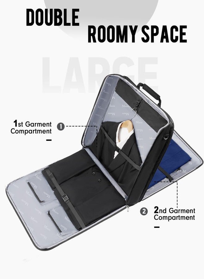 MATEIN Garment Bags for Travel, Large Double Layer Suit Bag Up to 6 Suits with Shoulder Strap, Foldable Carry On Garment Luggage for Hanging Clothes, Convertible Business Suitcase for Men Women, Black - Image 2