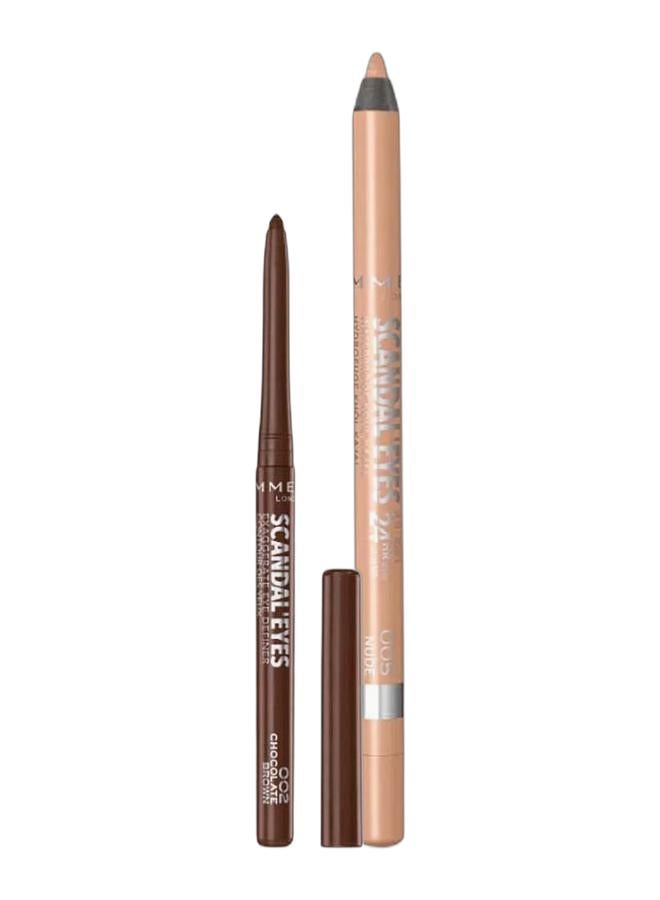 RIMMEL LONDON ScandalEyes Exaggerate Eye Definer 02 Chocolate Brown & Scandaleyes Waterproof Kohl Kajal Pencil Eyeliner 1.3 g 05 NudeBundle - Image 1