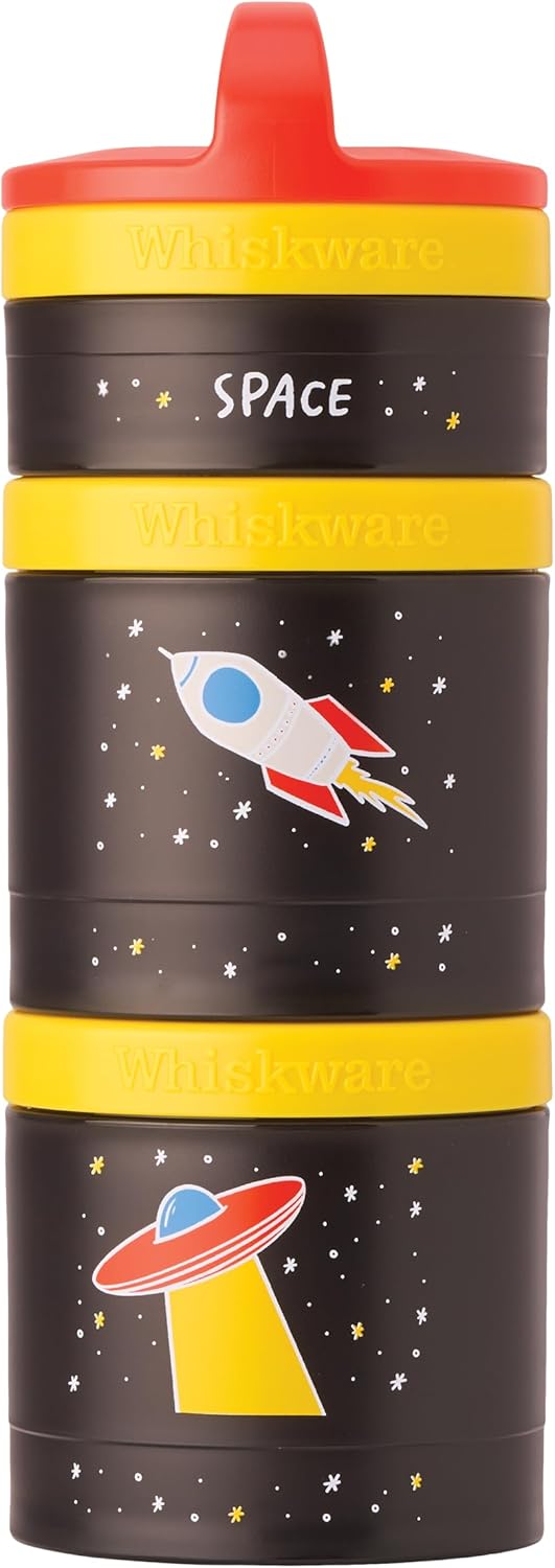 Whiskware حاويات وجبات خفيفة قابلة للتكديس للأطفال والرضع 3 أكواب وجبات خفيفة قابلة للتكديس للمدرسة والسفر حزمة من 1 - Image 1