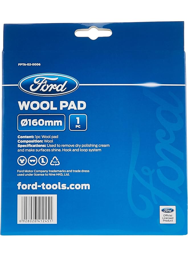 Ford Tools Wool Pad Car Polisher Lambs Wool Polishing Pad Attachment, 160 Mm, Fpta-02-0006 - Image 2
