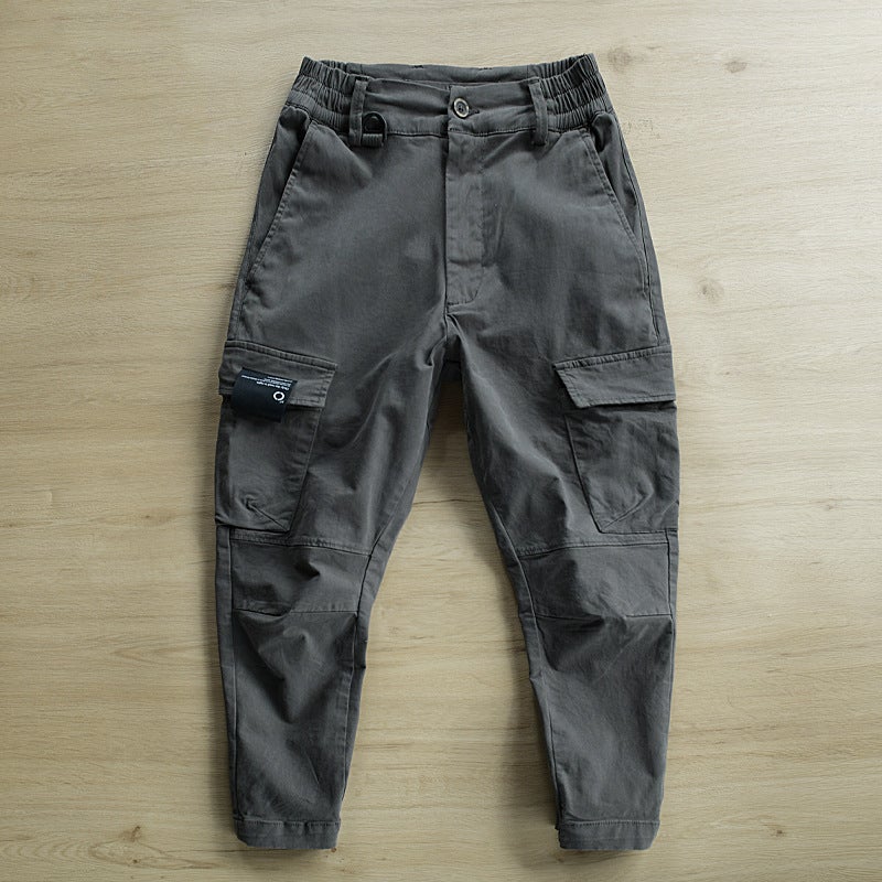 Multi-pocket overalls mens spring and autumn new Japanese fashion brand loose casual mens pants youth work pants a generation of hair Gray - Image 1