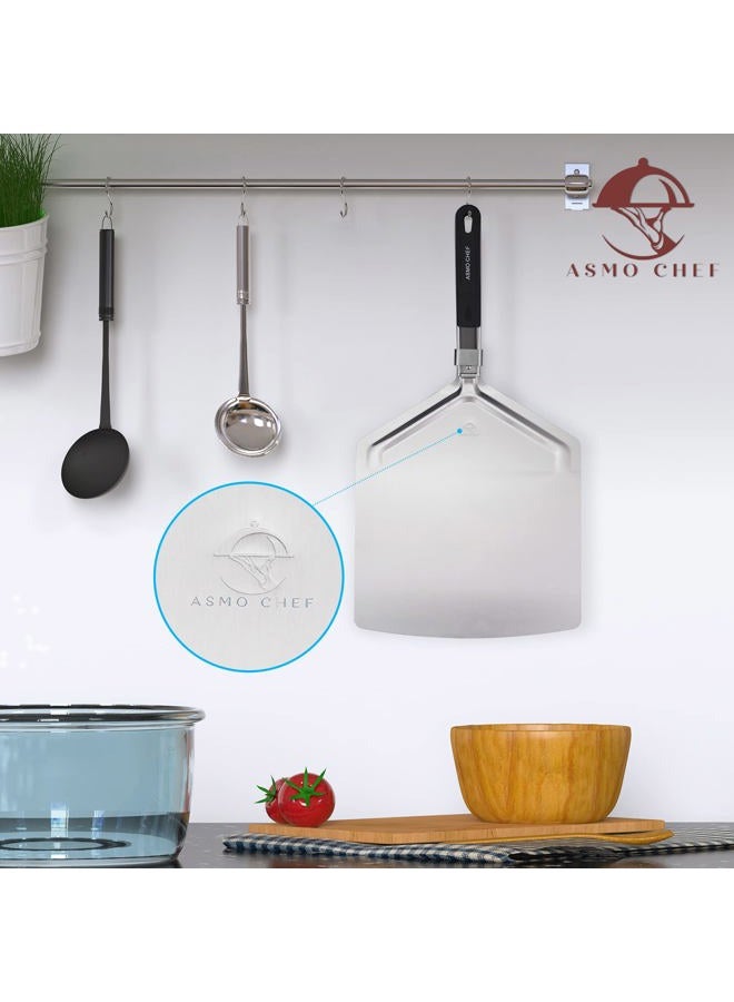 ASMO Chef Pizza Peel 13” x 16” Extra Large Pizza Paddle with Foldable Stylish Long Handle Easy for Baking Pizza, Perfect for Home and Commercial Use - Image 4