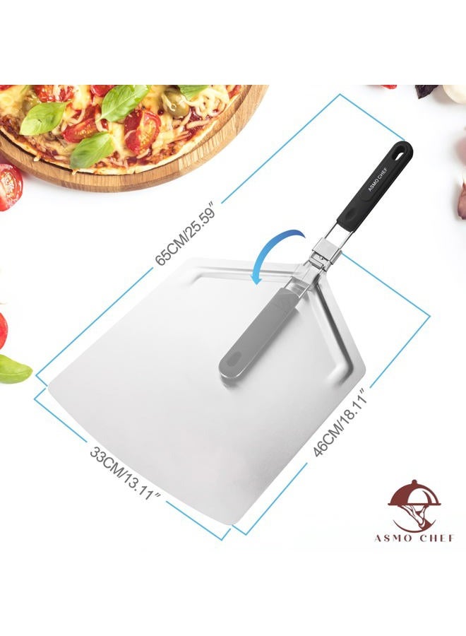 ASMO Chef Pizza Peel 13” x 16” Extra Large Pizza Paddle with Foldable Stylish Long Handle Easy for Baking Pizza, Perfect for Home and Commercial Use - Image 2