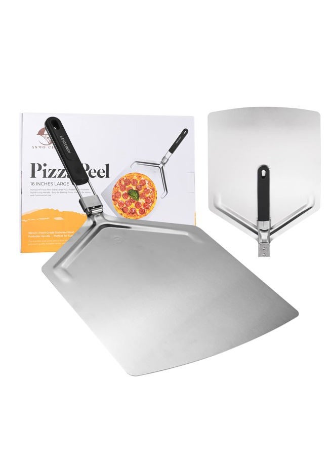 ASMO Chef Pizza Peel 13” x 16” Extra Large Pizza Paddle with Foldable Stylish Long Handle Easy for Baking Pizza, Perfect for Home and Commercial Use - Image 1