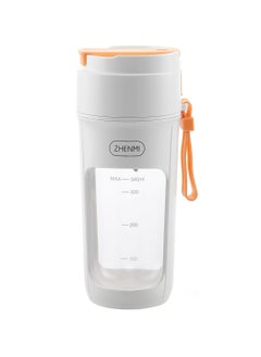 Zhenmi J5 Portable Direct Drinking Juicer With 340ml Capacity,Ten Stainless Blade Tool Head, One-Button Operation & Rechargeable Battery - White Orange