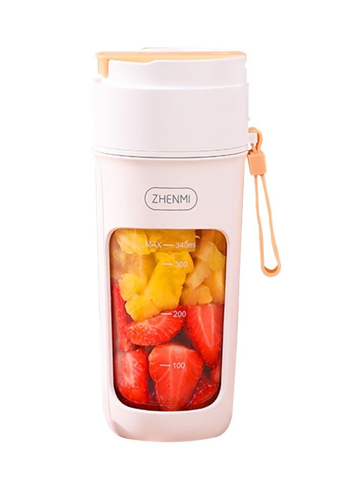 ZHENMI - Zhenmi J5 Portable Direct Drinking Juicer With 340ml Capacity,Ten Stainless Blade Tool Head, One-Button Operation & Rechargeable Battery - White Orange - Image 1