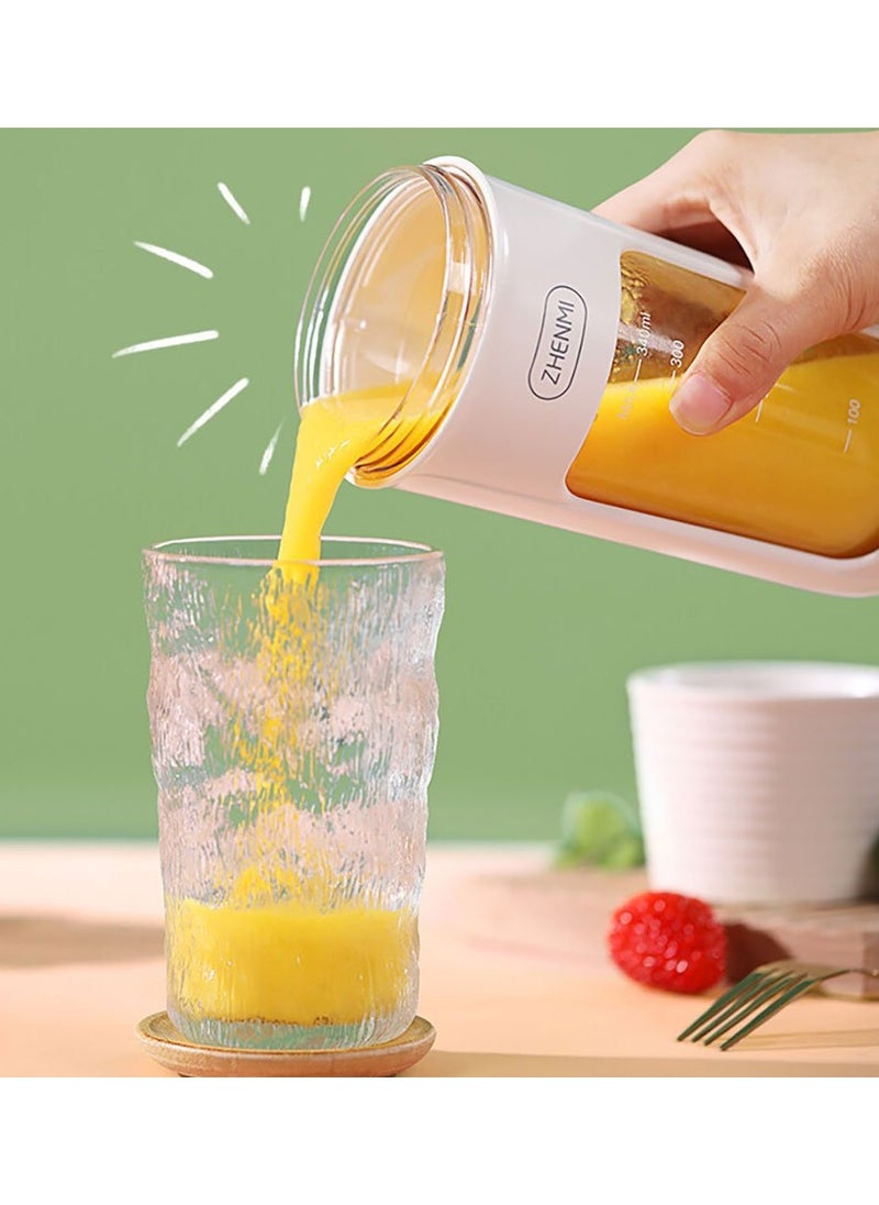ZHENMI - Zhenmi J5 Portable Direct Drinking Juicer With 340ml Capacity,Ten Stainless Blade Tool Head, One-Button Operation & Rechargeable Battery - White Orange - Image 1