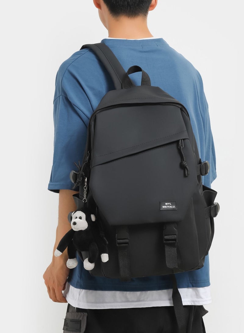 Joychic حقيبة ظهر يومية من البوليستر مقاومة للماء بغطاء قلاب وحقيبة كتب مقاومة للاهتراء مع قلادة كرتونية للنساء والرجال وطلاب الجامعات المتوسطة والثانوية - Image 1