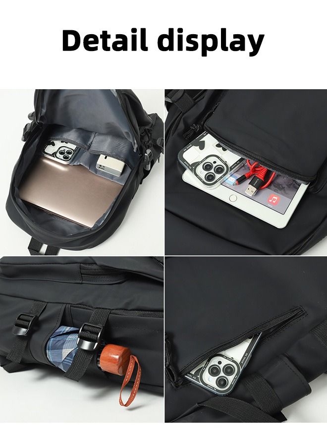 Joychic حقيبة ظهر يومية من البوليستر مقاومة للماء بغطاء قلاب وحقيبة كتب مقاومة للاهتراء مع قلادة كرتونية للنساء والرجال وطلاب الجامعات المتوسطة والثانوية - Image 5