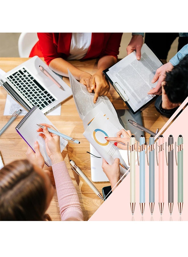 12 Pieces 2 in 1 Stylus Metal Ballpoint Pen with Stylus Tip, 1.0 mm Black Ink Ballpoint Pen for Touch Screens(Morandi Color) - Image 4