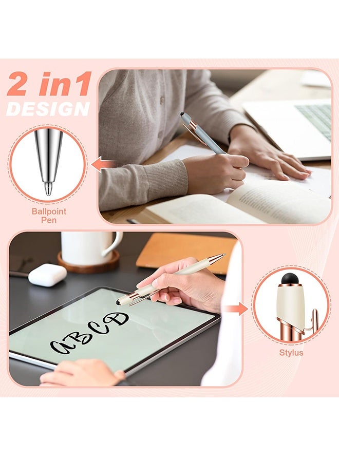 12 Pieces 2 in 1 Stylus Metal Ballpoint Pen with Stylus Tip, 1.0 mm Black Ink Ballpoint Pen for Touch Screens(Morandi Color) - Image 3