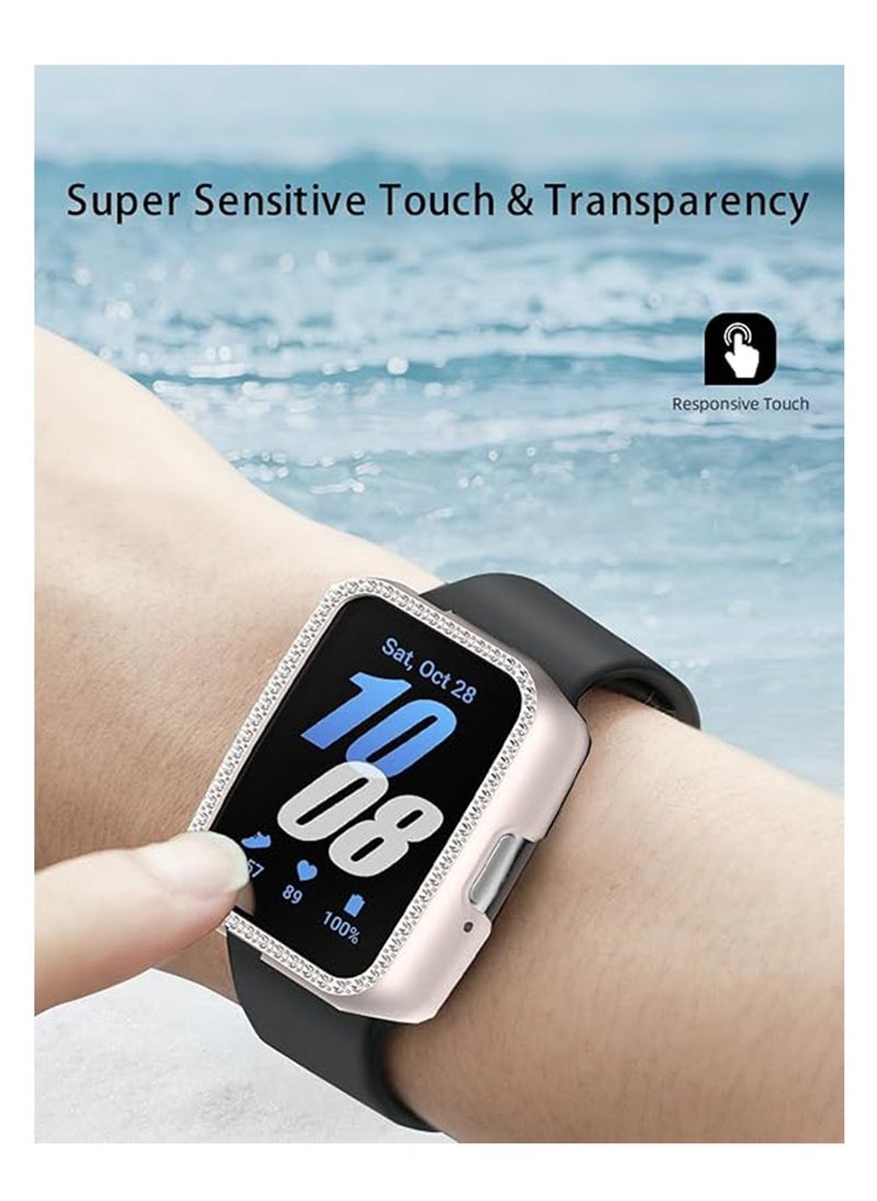 X-level - 2 Pcs Compatible with Samsung Galaxy Fit 3 Bling Diamond Case PC Bumper Protective Cases(No Screen Protector) Full Protective Bumper Smartwatch Cover Cases (Silver+Starlight) - Image 1