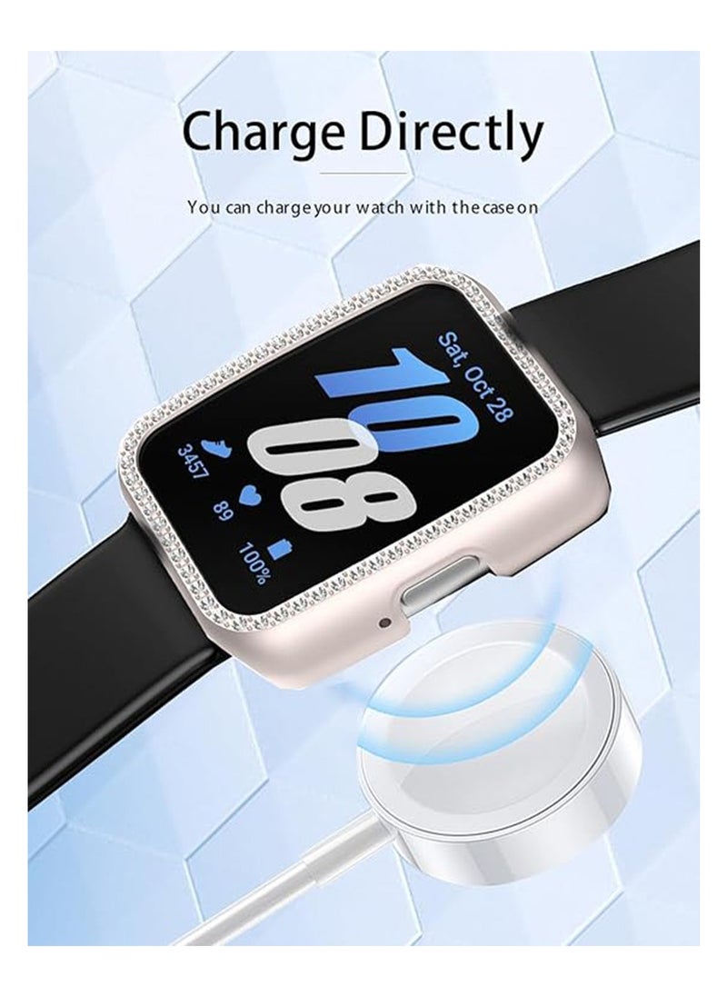 X-level - 2 Pcs Compatible with Samsung Galaxy Fit 3 Bling Diamond Case PC Bumper Protective Cases(No Screen Protector) Full Protective Bumper Smartwatch Cover Cases (Silver+Starlight) - Image 1